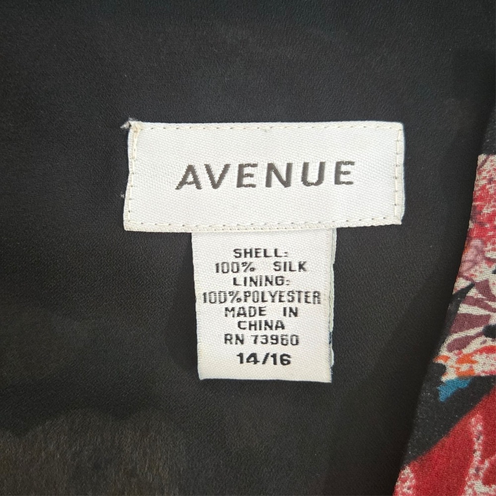 Avenue Womens Romantic Boho Silk Floral Tunic Top Size 14 16 Bell Sleeve Dainty - Picture 7 of 8